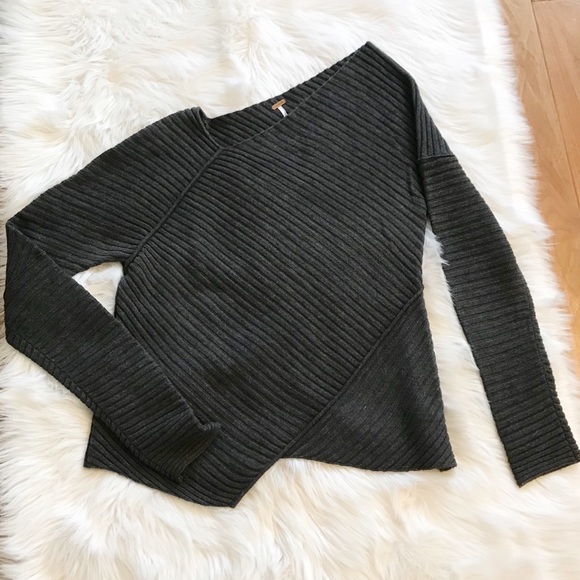 Free People Tops - Free People Asymmetrical Ribbed Sweater